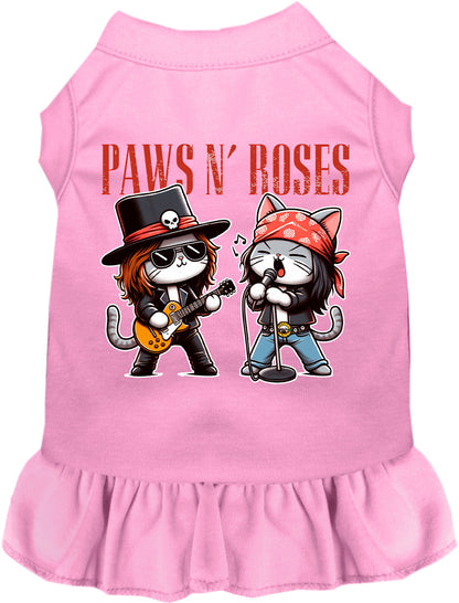 Light pink Paws N' Roses pet dress with rock band design