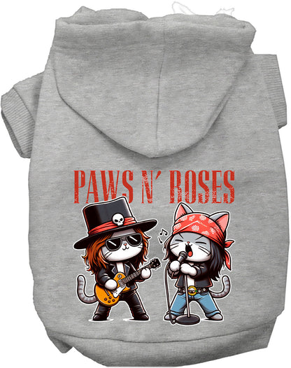 Gray Paws N' Roses pet hoodie with cat band design