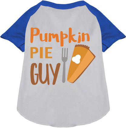 Blue Pumpkin Pie Guy Pet Raglan Shirt