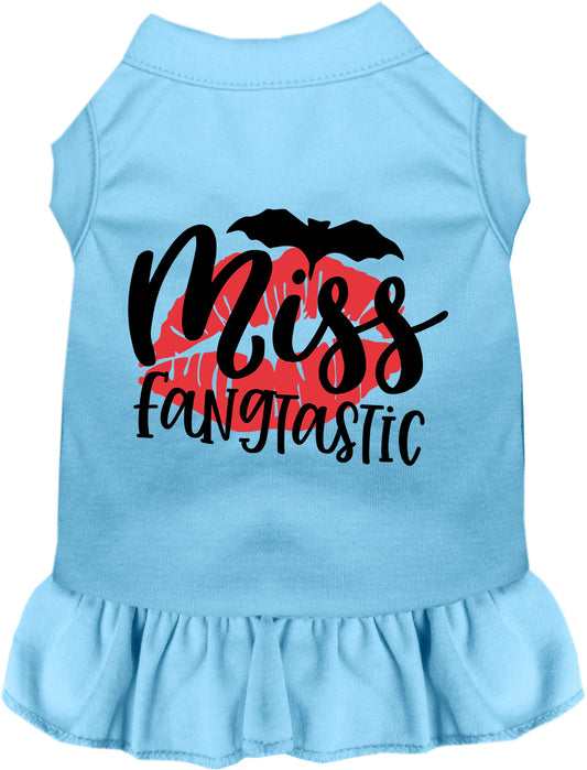 Blue Miss Fangtastic pet dress with ruffled skirt