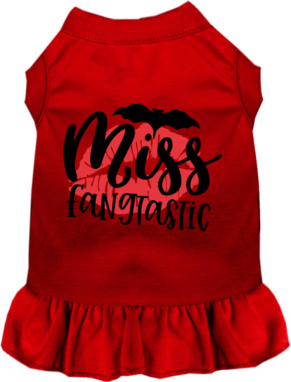 Red Miss Fangtastic pet dress with ruffled skirt