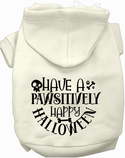 White Pawsitively Happy Halloween Pet Hoodie