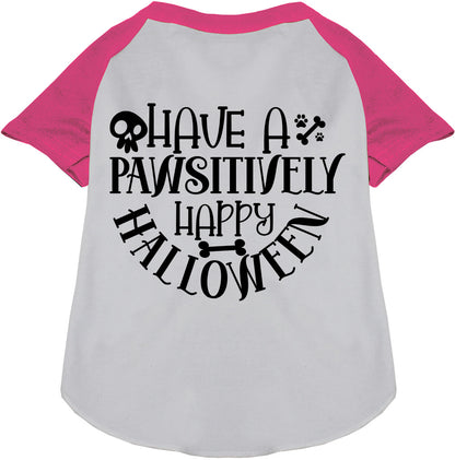 Pink Halloween pet raglan shirt with festive design