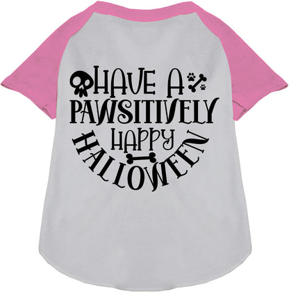 Light pink Halloween pet raglan shirt with festive design