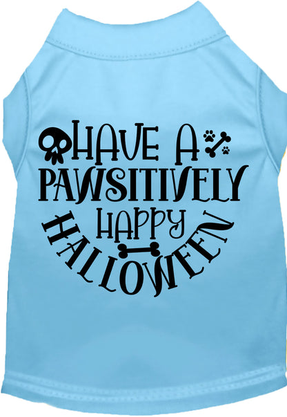 Light blue Pawsitively Happy Halloween pet shirt