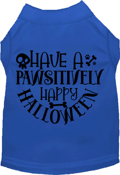 Royal blue Pawsitively Happy Halloween pet shirt