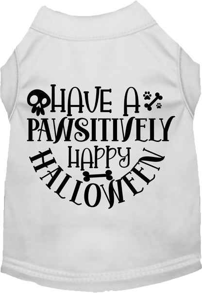 White Pawsitively Happy Halloween pet shirt