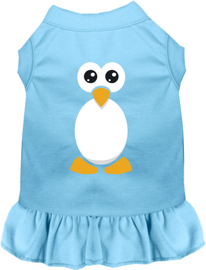 Blue penguin costume shirt pet dress with ruffled skirt