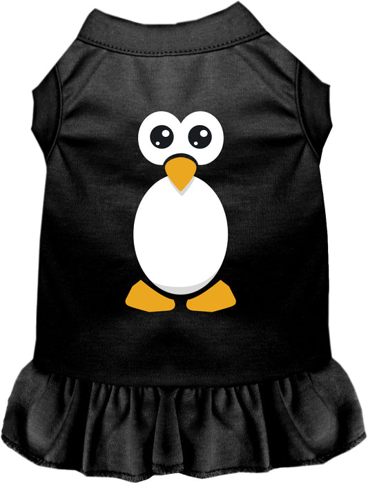 Black penguin costume shirt pet dress with ruffled skirt