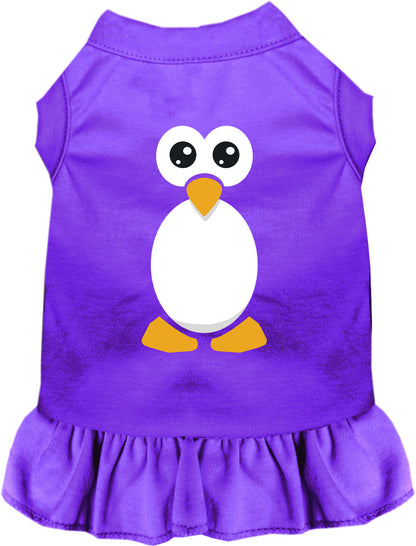 Purple penguin costume shirt pet dress with ruffled skirt