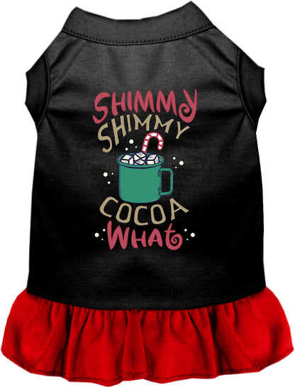 Black pet dress with red ruffled skirt, Shimmy Shimmy Cocoa What