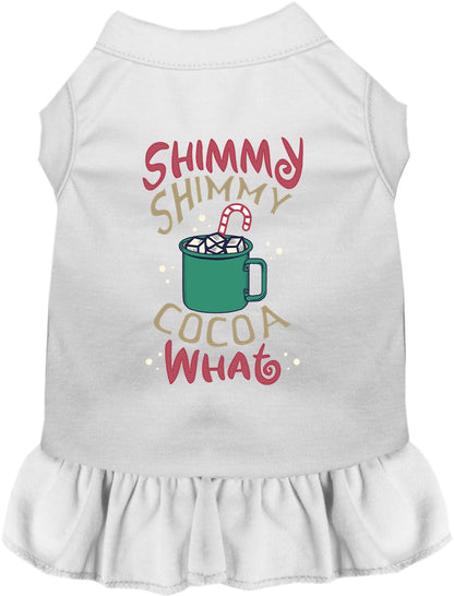 White Shimmy Shimmy Cocoa What pet dress with ruffled skirt