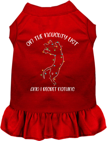 Red pet dress, naughty list design