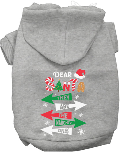 Gray Naughty Ones Pet Hoodie with festive design