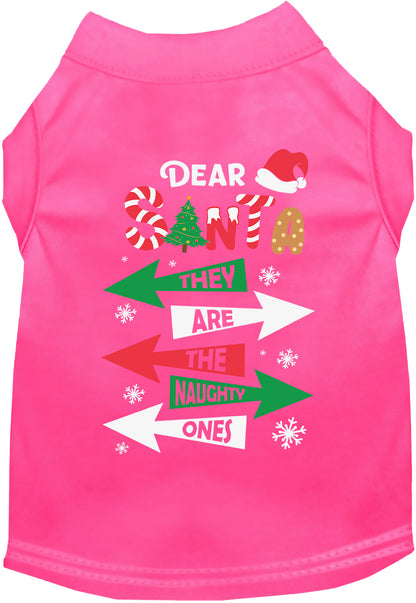 Pink pet shirt with 'They're the Naughty Ones' design