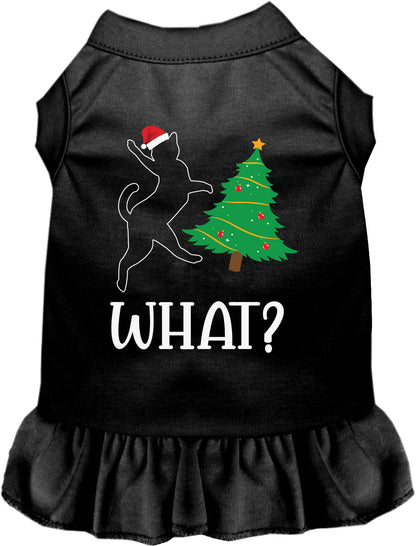 Black Christmas tree pet dress with cat design