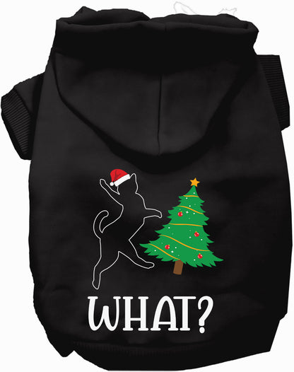 Black pet hoodie with Christmas tree design