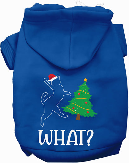 Blue pet hoodie with Christmas tree design