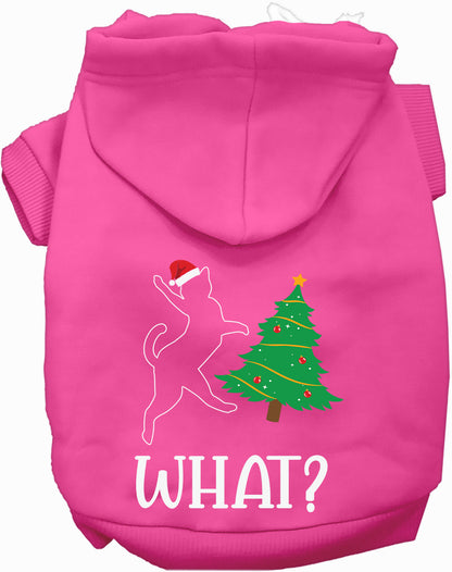 Pink pet hoodie with Christmas tree design