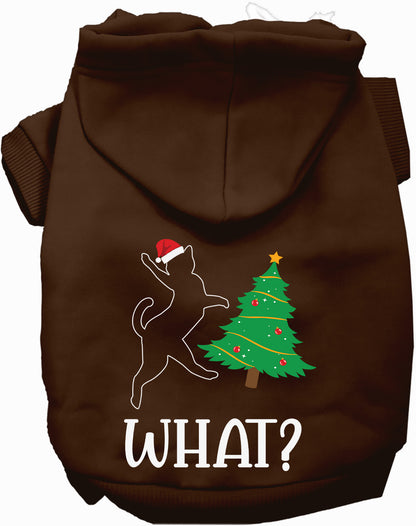 Brown pet hoodie with Christmas tree design