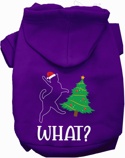 Purple pet hoodie with Christmas tree design