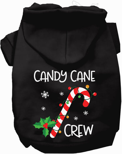 Black Candy Cane Crew Pet Hoodie with festive design