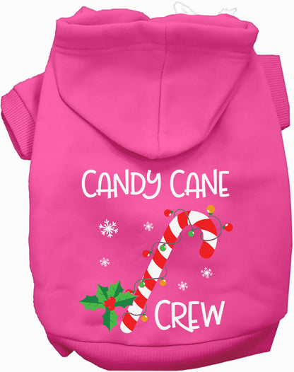 Pink Candy Cane Crew Pet Hoodie with festive design