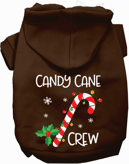 Brown Candy Cane Crew Pet Hoodie with festive design