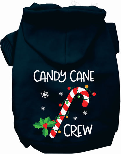 Navy Candy Cane Crew Pet Hoodie with festive design