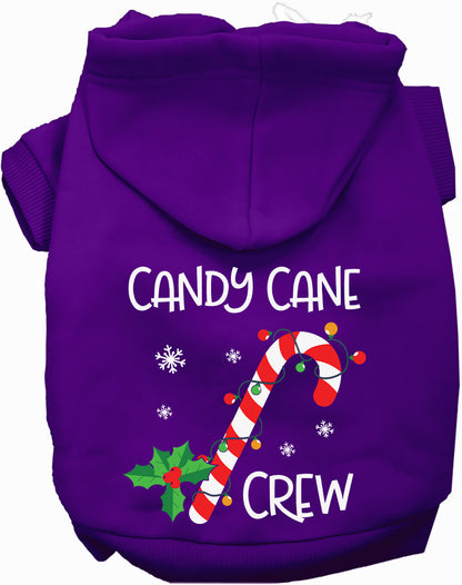 Purple Candy Cane Crew Pet Hoodie with festive design