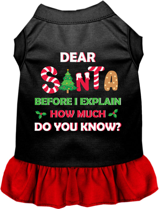 Black pet dress with 'Dear Santa' festive text