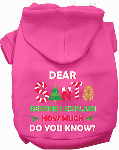 Pink pet hoodie with Santa design