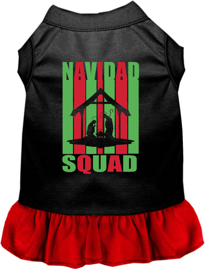 Black Navidad Squad pet dress with red skirt