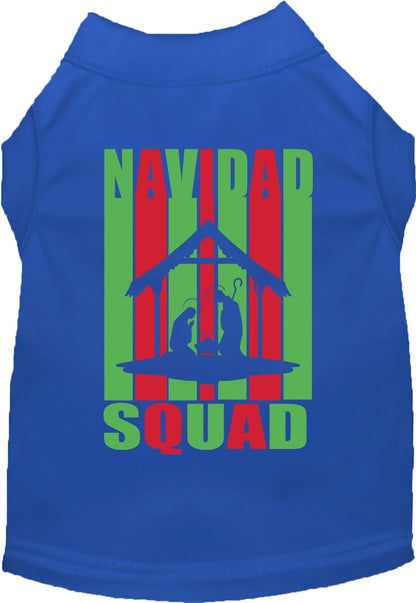 Blue Navidad Squad Pet Shirt with festive design