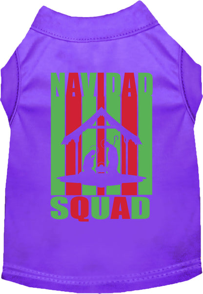 Purple Navidad Squad Pet Shirt with festive design