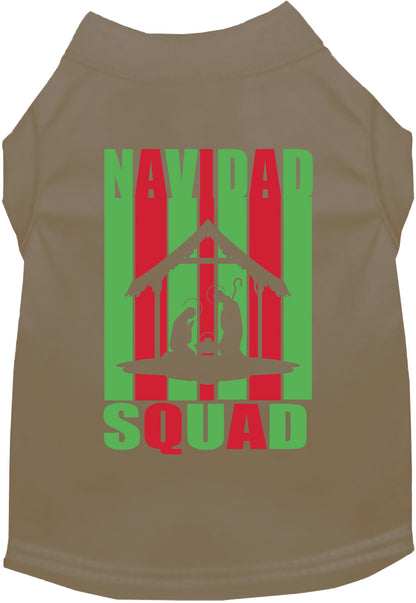 Tan Navidad Squad Pet Shirt with festive design