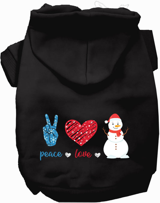 Black Peace, Love, and Snow Pet Hoodie