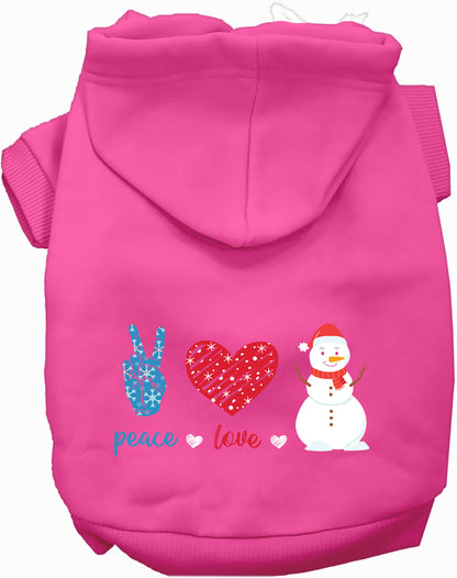 Pink Peace, Love, and Snow Pet Hoodie