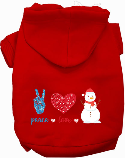 Red Peace, Love, and Snow Pet Hoodie