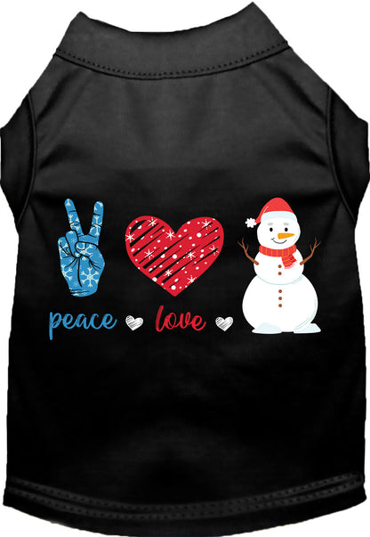 Black Peace, Love, and Snow pet shirt