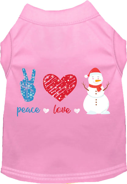 Light pink Peace, Love, and Snow pet shirt