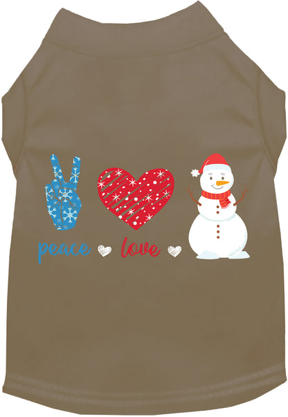 Tan Peace, Love, and Snow pet shirt