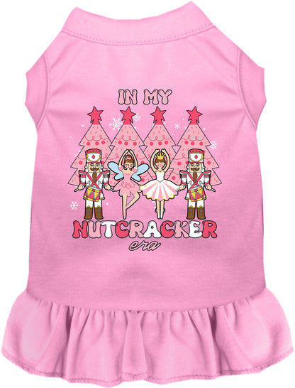 Light pink Nutcracker Era pet dress with ruffled skirt