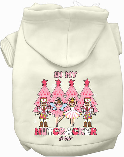 White Nutcracker Era Pet Hoodie with festive design