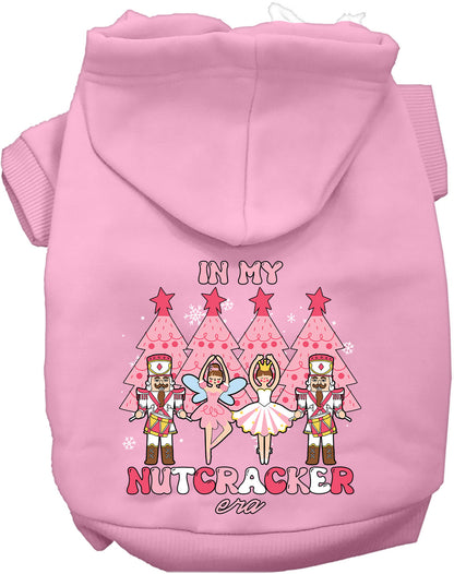 Light pink Nutcracker Era Pet Hoodie with festive design