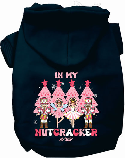 Dark blue Nutcracker Era Pet Hoodie with festive design