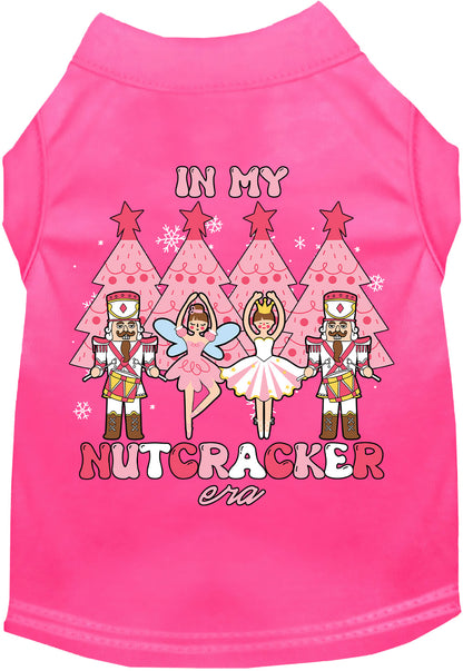 Hot pink Nutcracker Era pet shirt with festive design