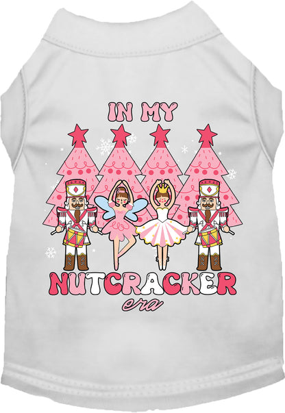 White Nutcracker Era pet shirt with festive design