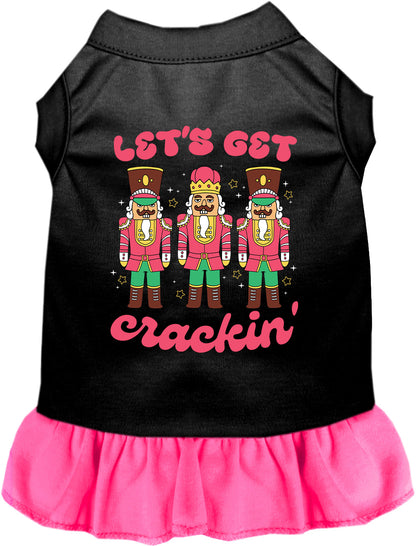 Pink Let's Get Crackin' pet dress with nutcracker design