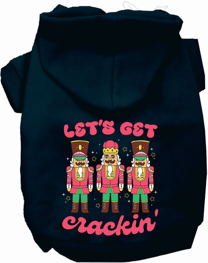 Navy Let's Get Crackin' Pet Hoodie with nutcracker design